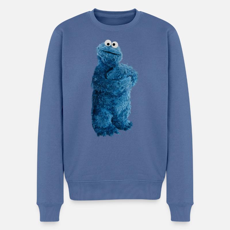 5 Rue Sésame Macaron Grignote Pose - Pull Premium bio Homme - bleu pigeon
