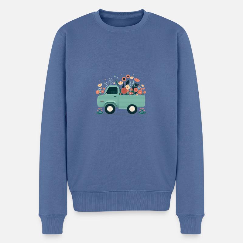 PickUp a flower 2 - Männer Premium Bio Pullover - Taubenblau
