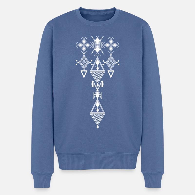Motif berbère. - Pull Premium bio Homme - bleu pigeon