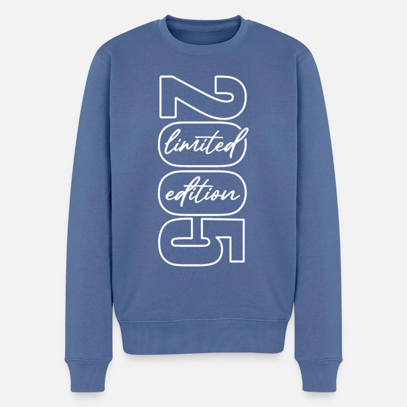 2005 Edition Limitée - Anniversaire - Pull Premium bio Homme - bleu pigeon