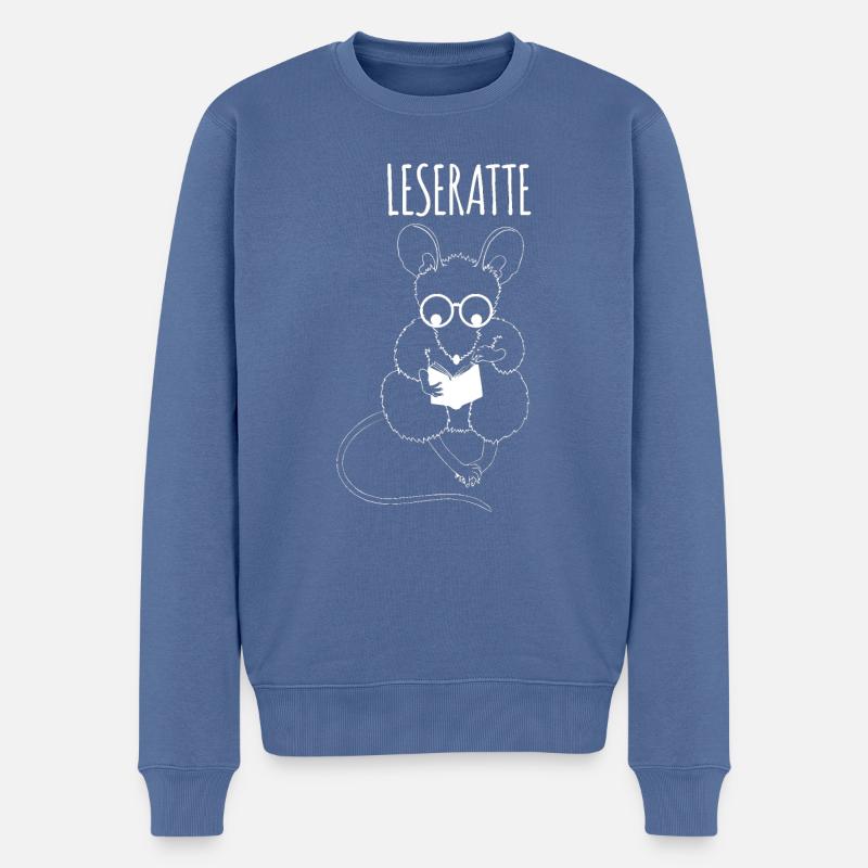 Lesen Leseratte Buch - Männer Premium Bio Pullover - Taubenblau