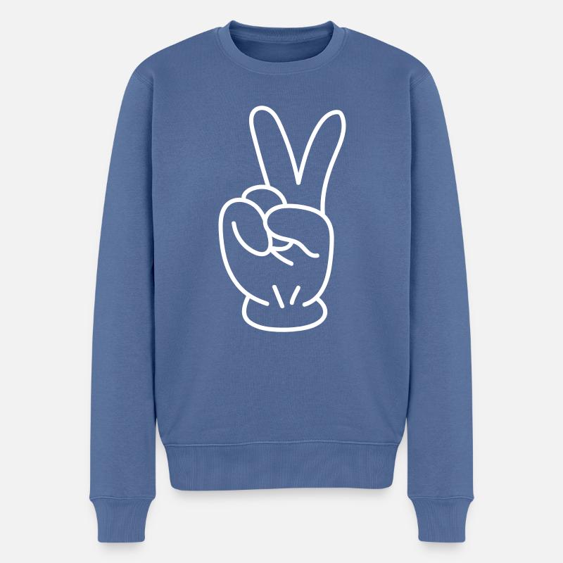 Bande dessinée Peace Hand - Pull Premium bio Homme - bleu pigeon