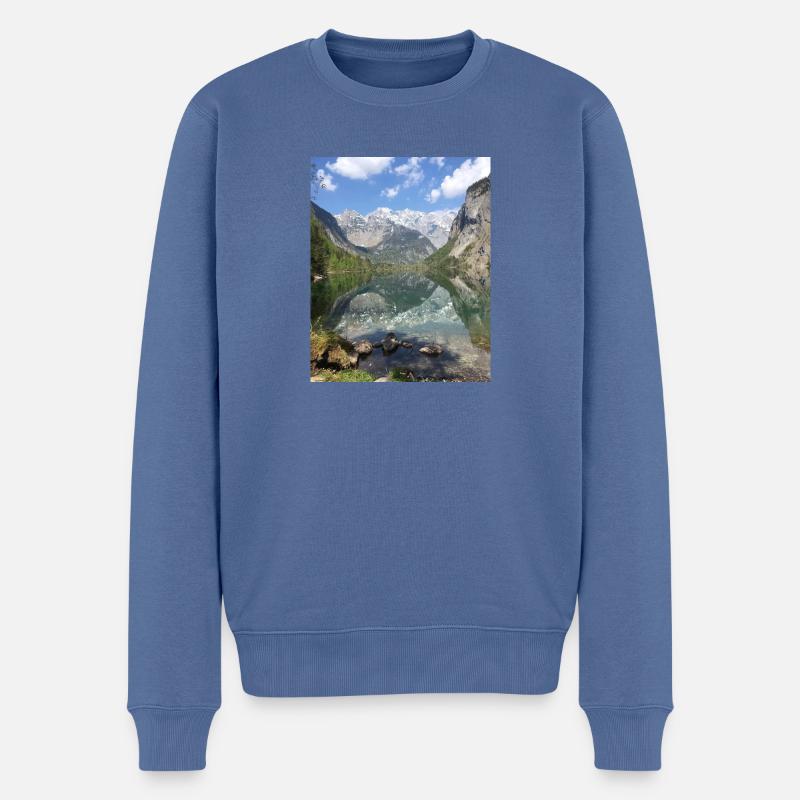 Berg und See in Bayern - Männer Premium Bio Pullover - Taubenblau