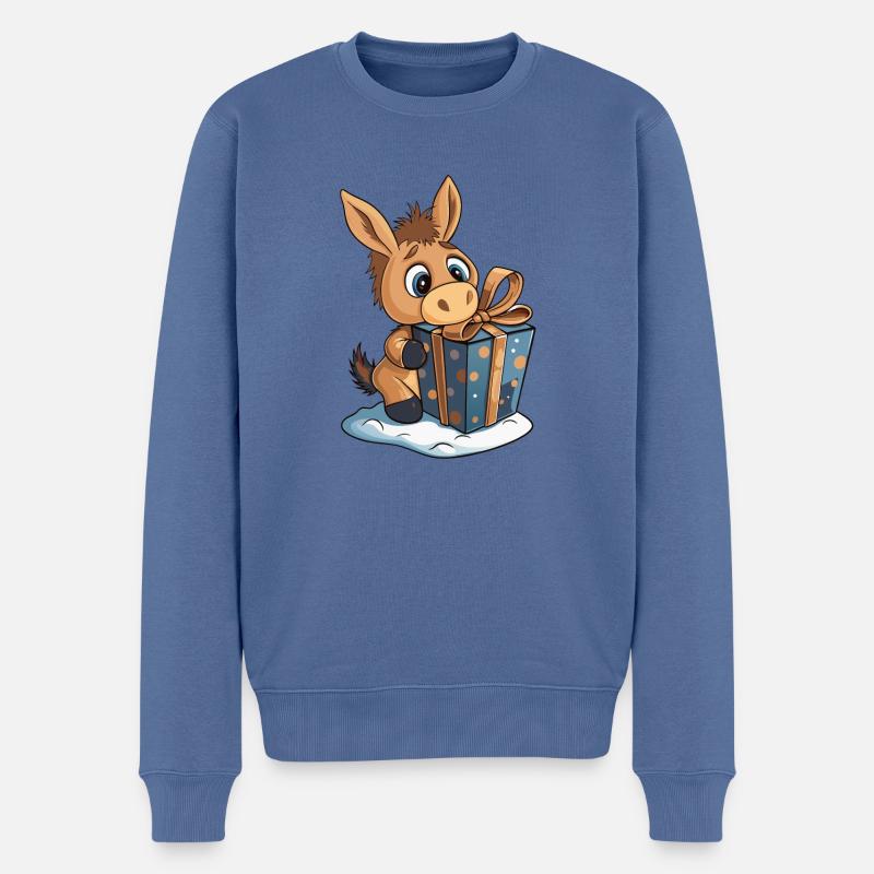 Cadeau de déballage d’âne mignon - Pull Premium bio Homme - bleu pigeon