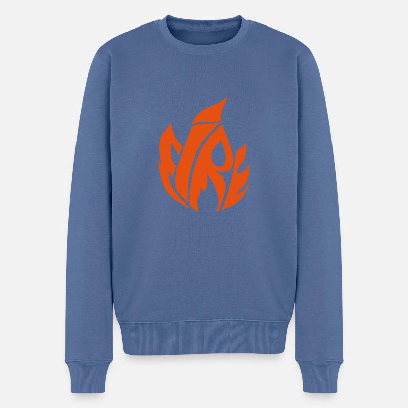 Feuer - Männer Premium Bio Pullover - Taubenblau