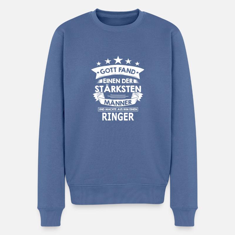 ringer - Männer Premium Bio Pullover - Taubenblau