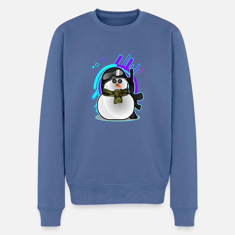 militärischer Schneemann - Männer Premium Bio Pullover - Taubenblau