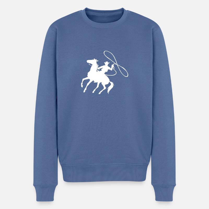 Cowboy - Männer Premium Bio Pullover - Taubenblau