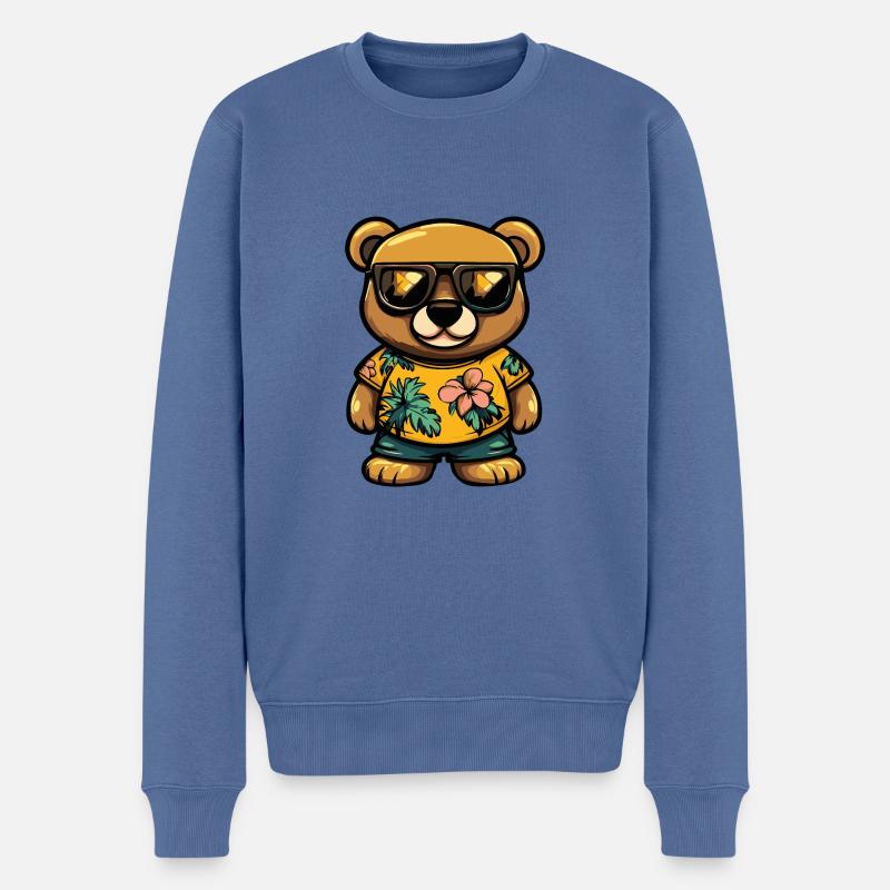Bär Comic Cool Sommer - Männer Premium Bio Pullover - Taubenblau