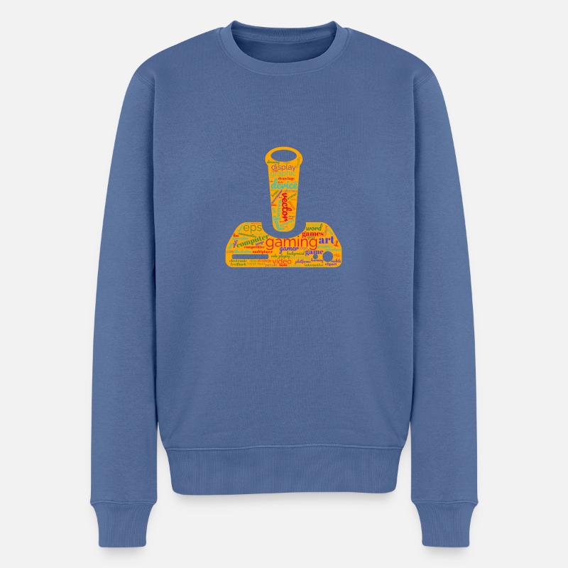 joystick orange wordcloud gaming - Pull Premium bio Homme - bleu pigeon