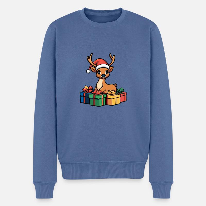 Hirsch Weihnachten Comic Geschenke - Männer Premium Bio Pullover - Taubenblau
