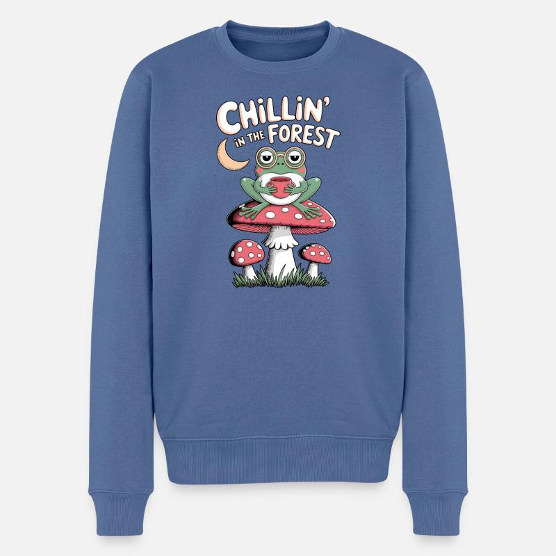 Chillin im Waldfrosch - Männer Premium Bio Pullover - Taubenblau