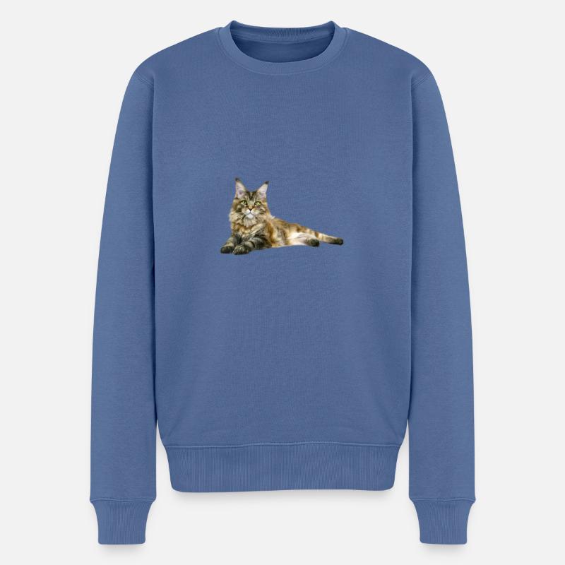 Maine Coon Katze - Männer Premium Bio Pullover - Taubenblau