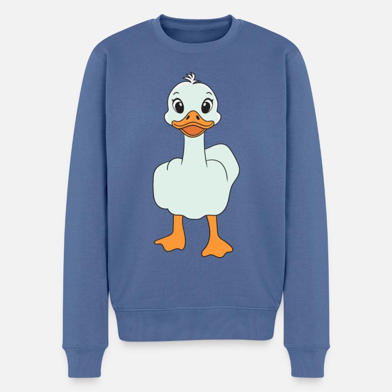 Lustige Mittelfinger Ente - Männer Premium Bio Pullover - Taubenblau