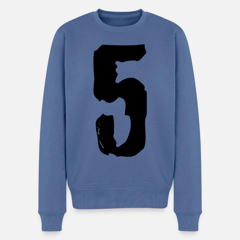 5 Zahl Trikot - Männer Premium Bio Pullover - Taubenblau