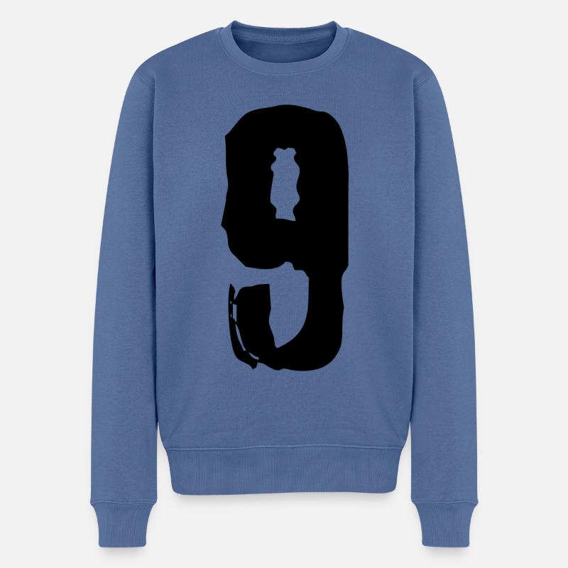 9 Zahl Trikot - Männer Premium Bio Pullover - Taubenblau