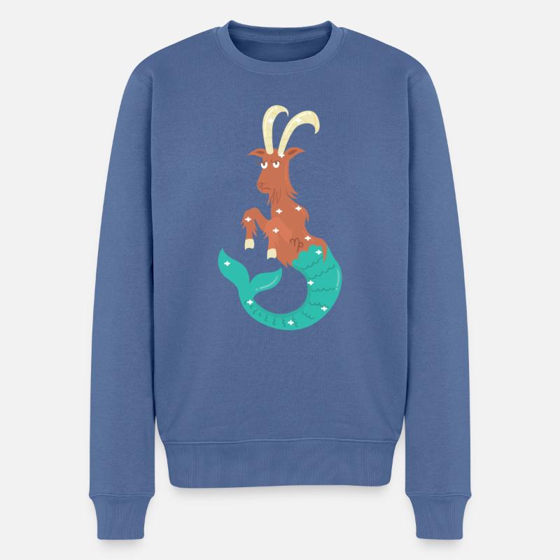 Steinbock Sternzeichen - Männer Premium Bio Pullover - Taubenblau
