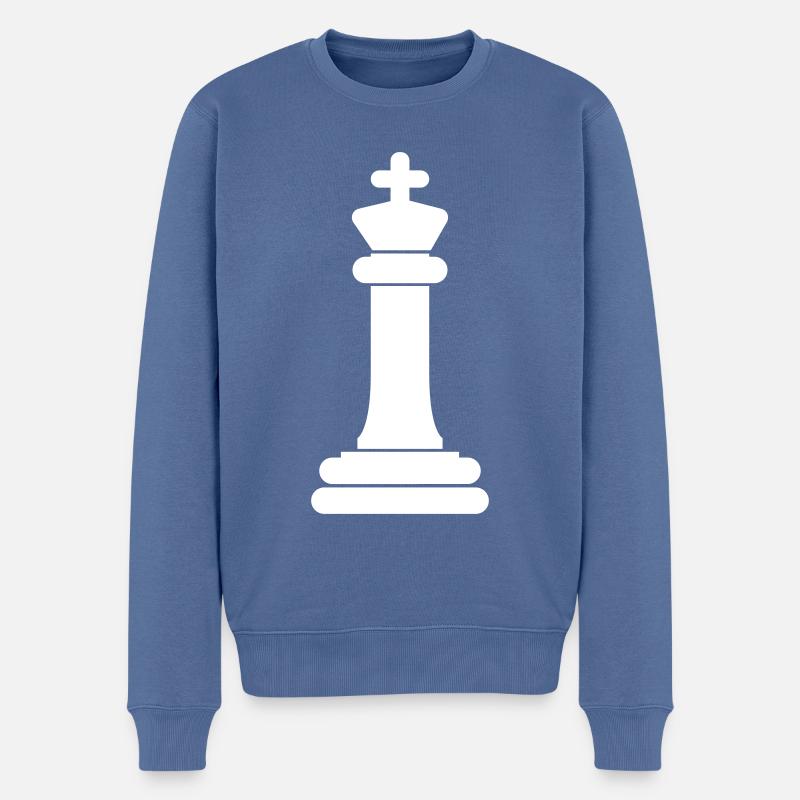 Schachfigur König - Männer Premium Bio Pullover - Taubenblau