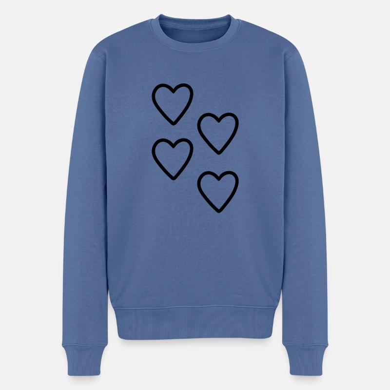 Herzen Geschenkidee - Männer Premium Bio Pullover - Taubenblau