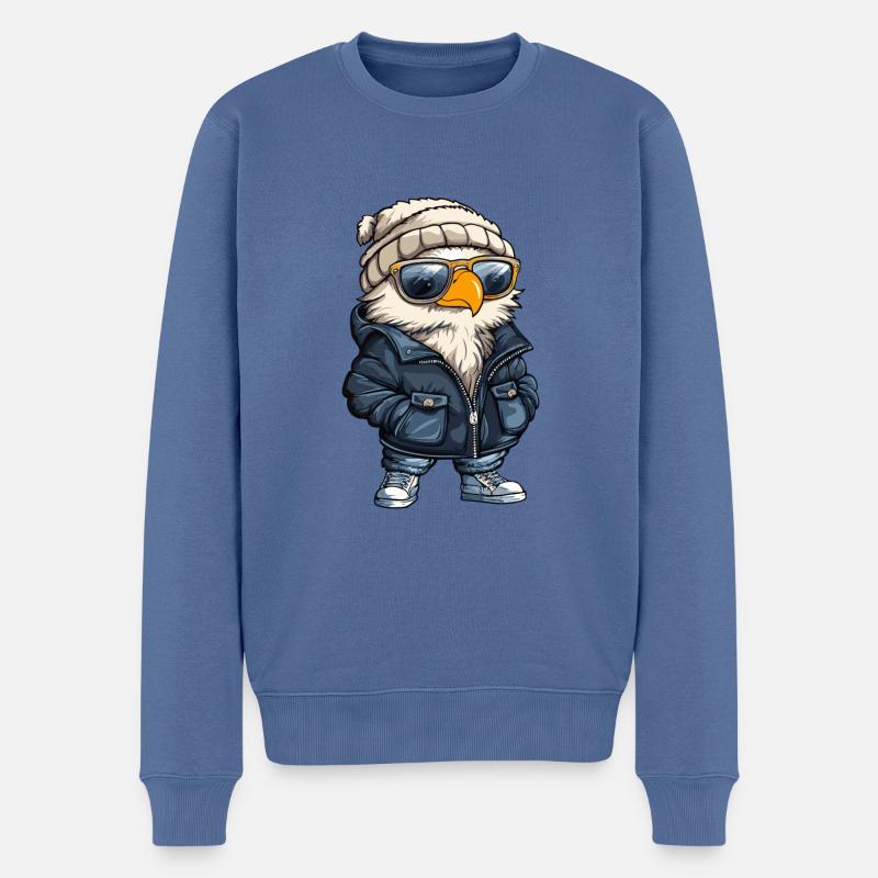 Adler Winter - Männer Premium Bio Pullover - Taubenblau
