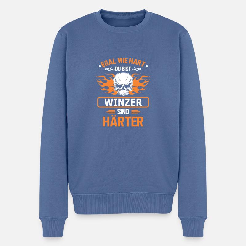 WINZER - Männer Premium Bio Pullover - Taubenblau