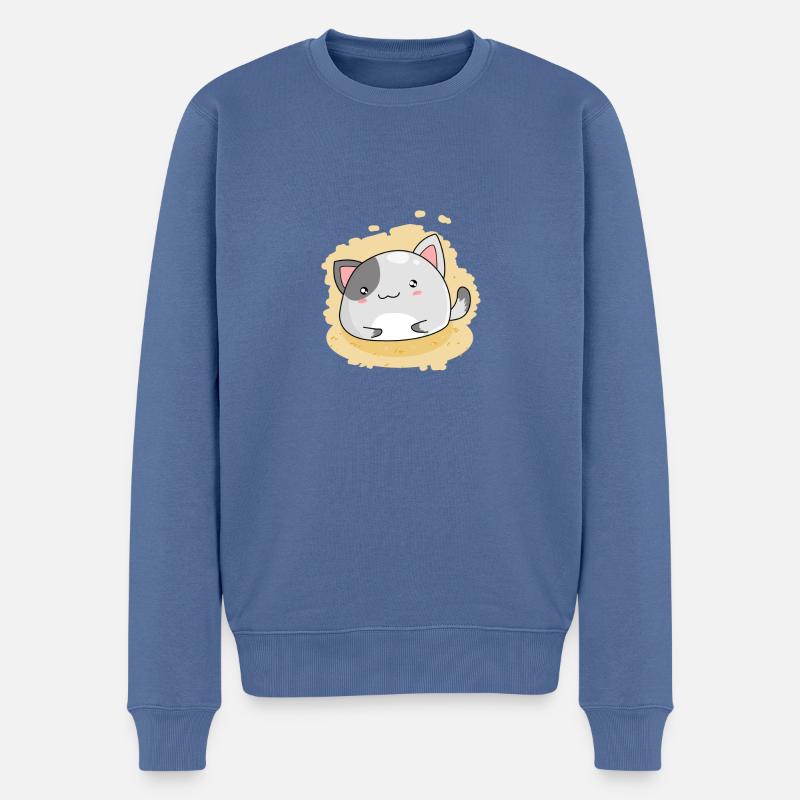 Süße Katze Kätzchen Kawaii - Männer Premium Bio Pullover - Taubenblau