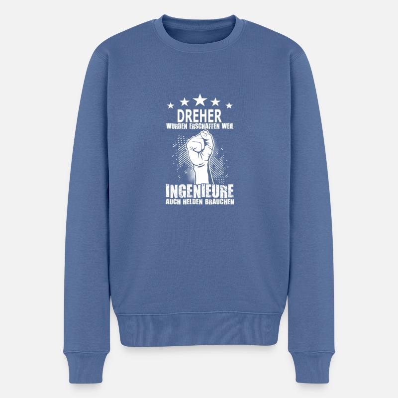 dreher - Männer Premium Bio Pullover - Taubenblau