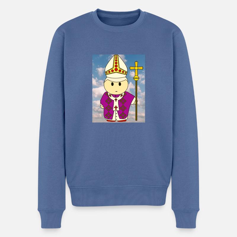 Papst im Himmel - Männer Premium Bio Pullover - Taubenblau
