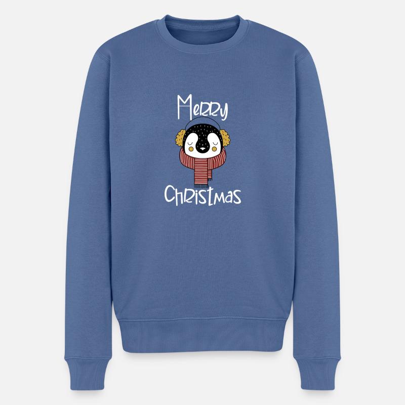 Weihnachtspinguin - Männer Premium Bio Pullover - Taubenblau