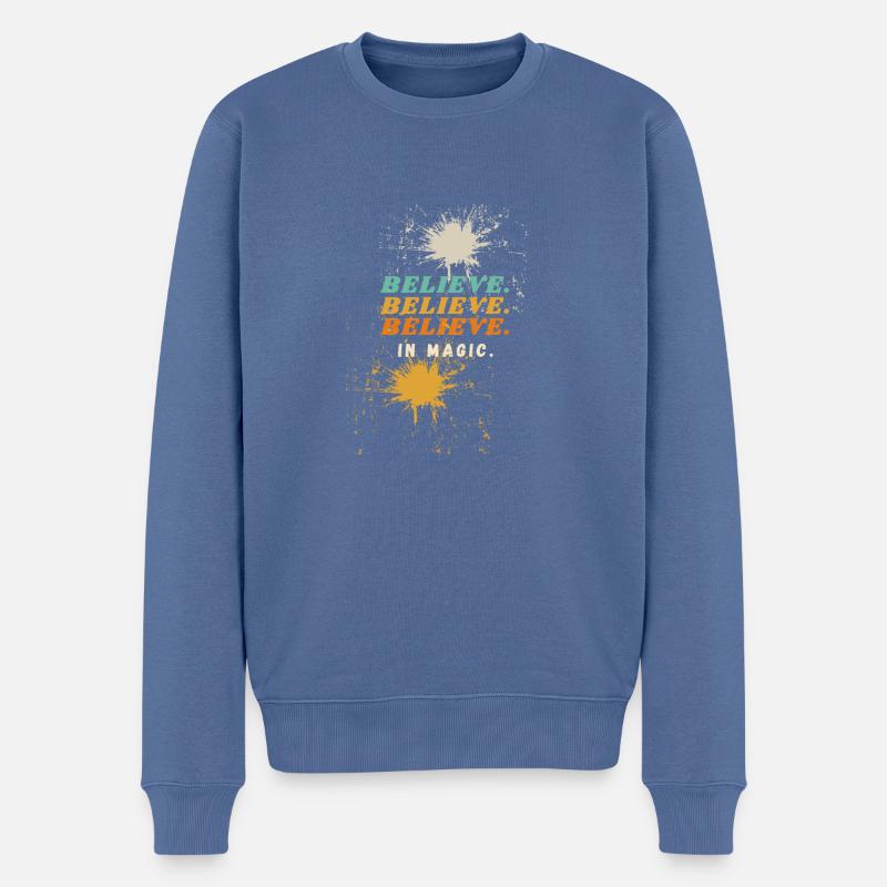 Believe in magic - Männer Premium Bio Pullover - Taubenblau