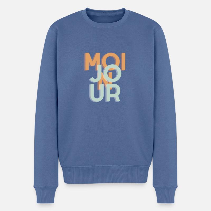 MOINJOUR CRAZY - MoinJour 7 - Pull Premium bio Homme - bleu pigeon