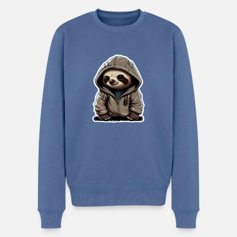 Babyfaultier mit Hoodie - Männer Premium Bio Pullover - Taubenblau