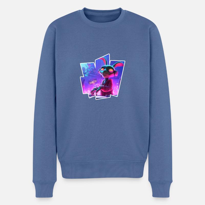 Rabbit Dj - Männer Premium Bio Pullover - Taubenblau
