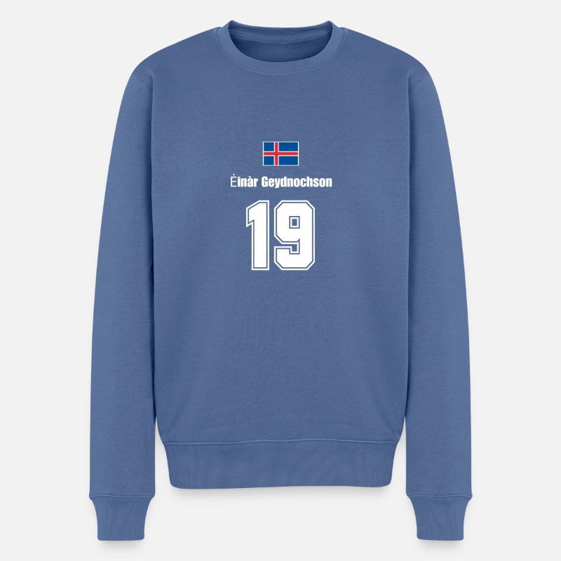 Island Trikot Nr.19 - Männer Premium Bio Pullover - Taubenblau