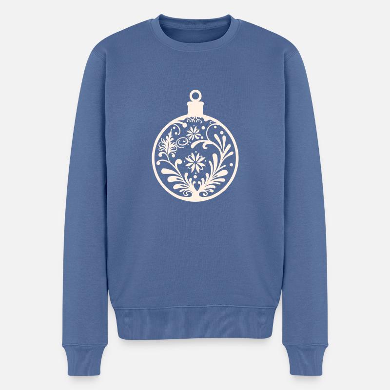 Weihnachtskugel Deko - Männer Premium Bio Pullover - Taubenblau
