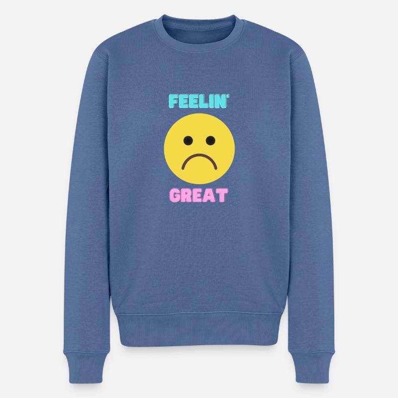 Feeling Great - Männer Premium Bio Pullover - Taubenblau