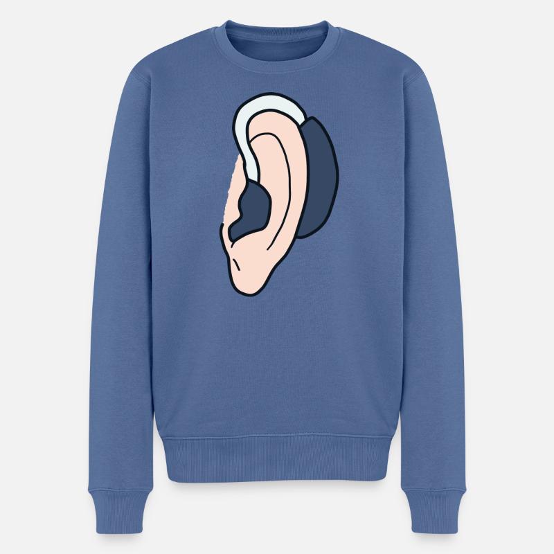 Hörgerät Hörgeschädigte, gehörlose und schwerhörig - Männer Premium Bio Pullover - Taubenblau