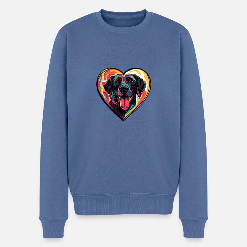 Labrador Hund Herz Love - Männer Premium Bio Pullover - Taubenblau
