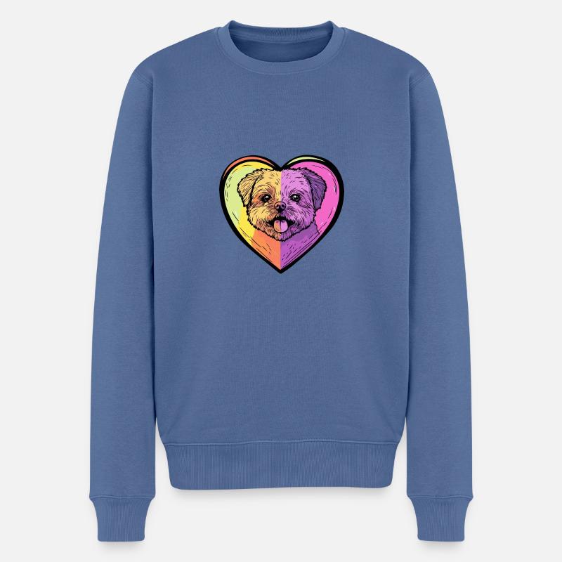 Chow Chow Hund Herz Love - Männer Premium Bio Pullover - Taubenblau
