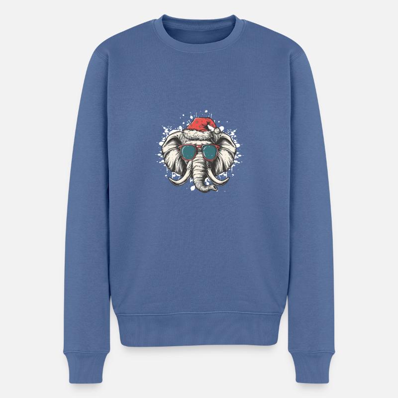 Elefant Weihnachten Lustig - Männer Premium Bio Pullover - Taubenblau