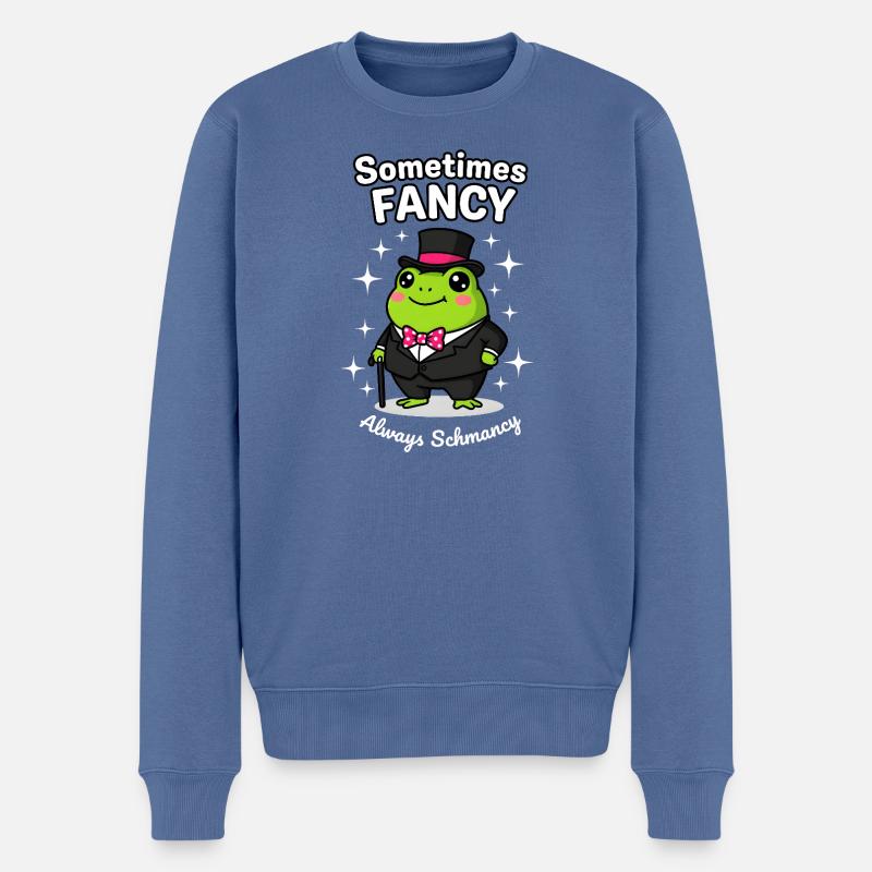 Manchmal Fancy Always Schmancy Dapper Frog - Männer Premium Bio Pullover - Taubenblau