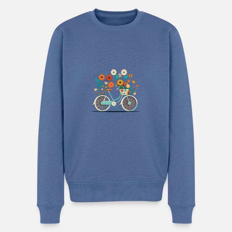 Süße Abenteuer Blumenrad Tour 5 - Männer Premium Bio Pullover - Taubenblau