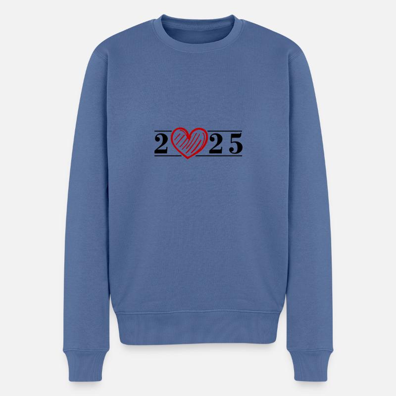 2025 Cœur - Pull Premium bio Homme - bleu pigeon
