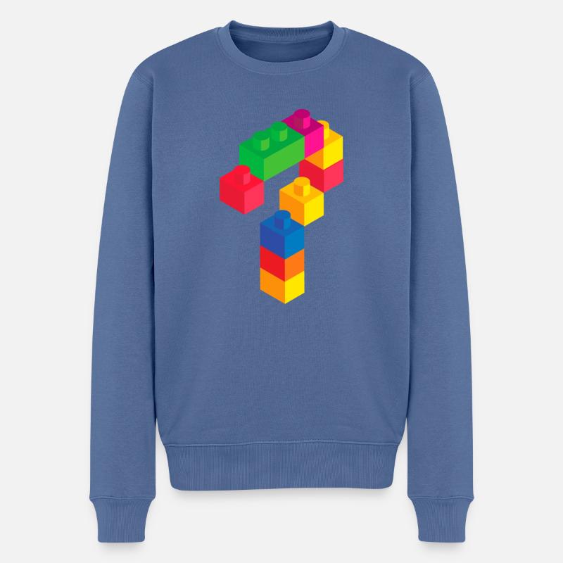 Nettes Blockgebäude 7. Geburtstagsgeschenk 7 Jahre alt - Männer Premium Bio Pullover - Taubenblau