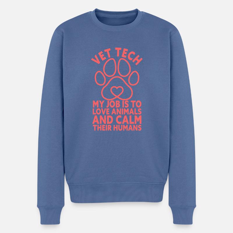 Technicien vétérinaire Funny Vet Tech - Pull Premium bio Homme - bleu pigeon