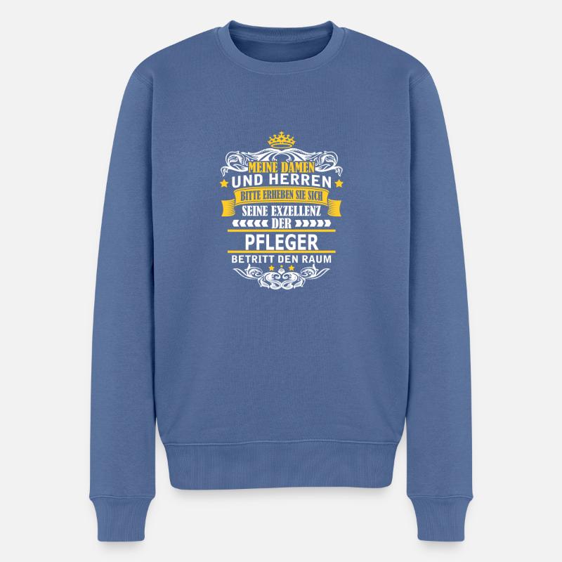 PFLEGER - Männer Premium Bio Pullover - Taubenblau
