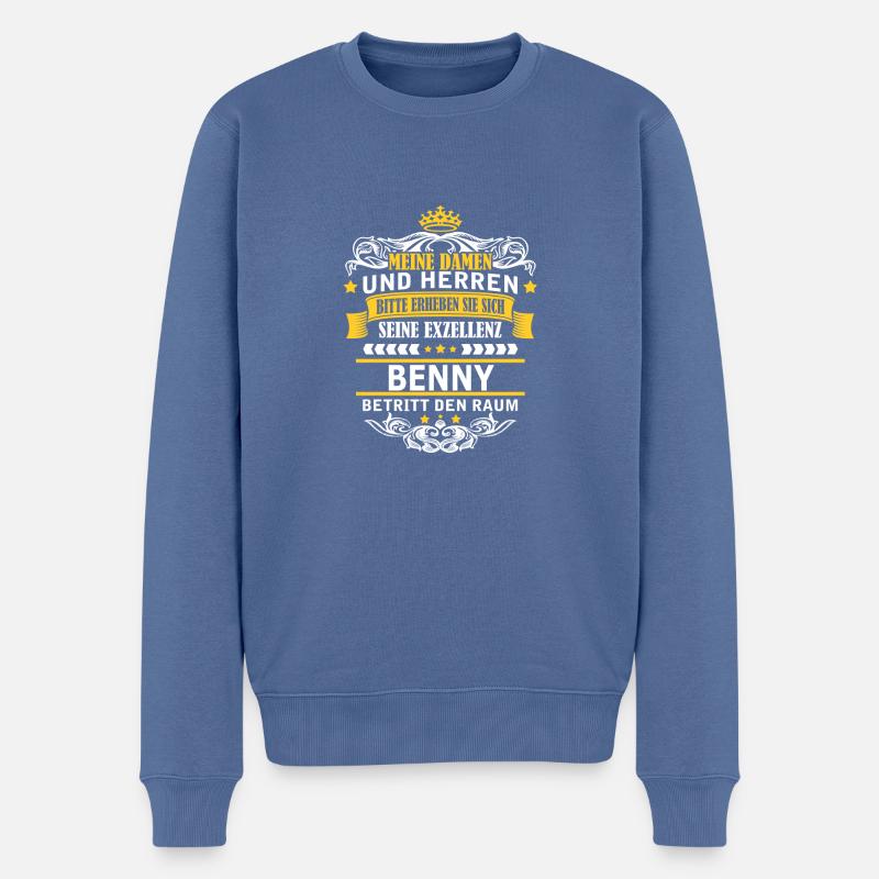BENNY - Männer Premium Bio Pullover - Taubenblau