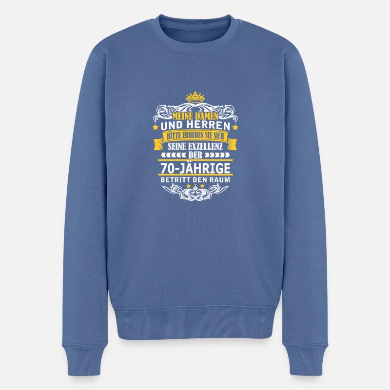70-JÄHRIGE - Männer Premium Bio Pullover - Taubenblau