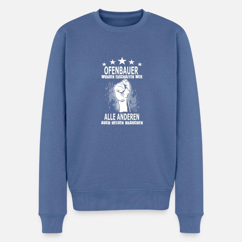 OFENBAUER - Männer Premium Bio Pullover - Taubenblau