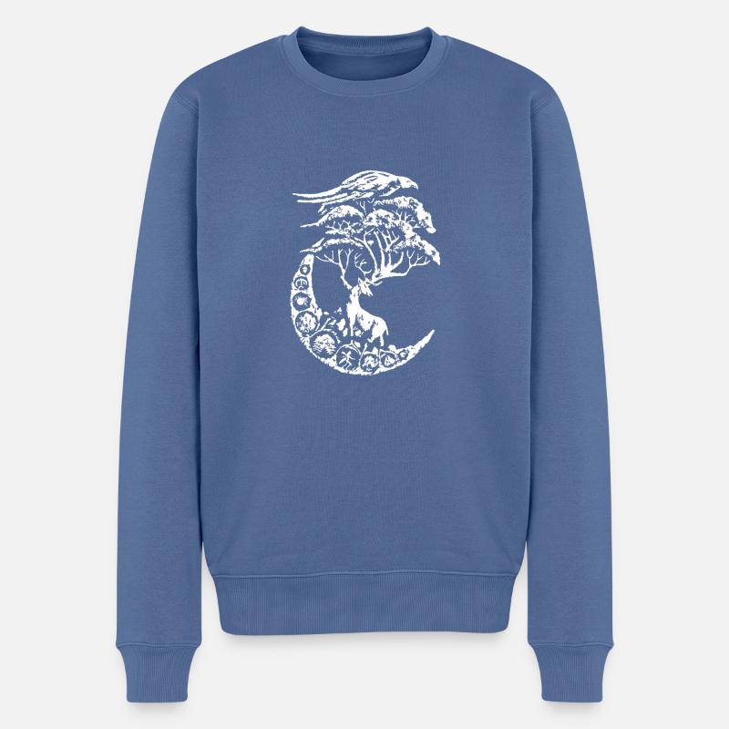 mythische Hirsche - Männer Premium Bio Pullover - Taubenblau